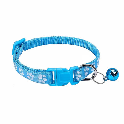 Pet Collar With Bell Cartoon Footprint Colorful Dog Puppy Kitten Adjustable Safety Ring Necklace Accessories קולר לכלבים קטנים