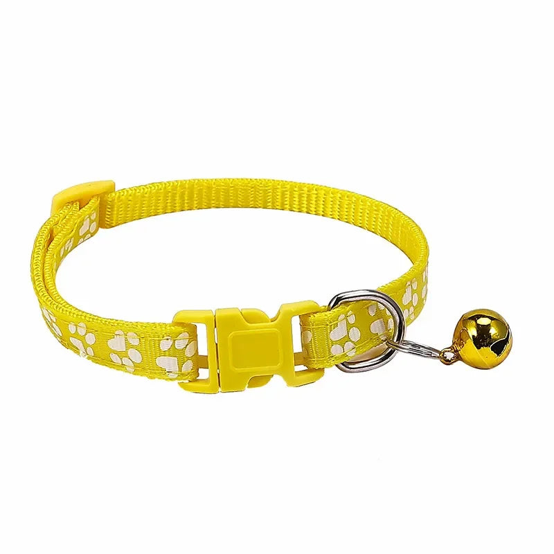 Pet Collar With Bell Cartoon Footprint Colorful Dog Puppy Kitten Adjustable Safety Ring Necklace Accessories קולר לכלבים קטנים