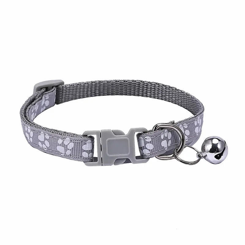 Pet Collar With Bell Cartoon Footprint Colorful Dog Puppy Kitten Adjustable Safety Ring Necklace Accessories קולר לכלבים קטנים