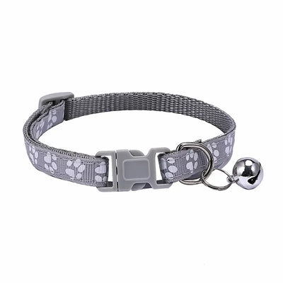 Pet Collar With Bell Cartoon Footprint Colorful Dog Puppy Kitten Adjustable Safety Ring Necklace Accessories קולר לכלבים קטנים