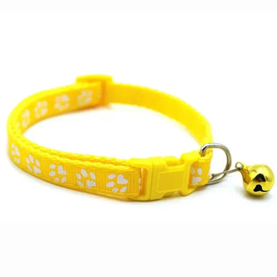 Pet Collar With Bell Cartoon Footprint Colorful Dog Puppy Kitten Adjustable Safety Ring Necklace Accessories קולר לכלבים קטנים