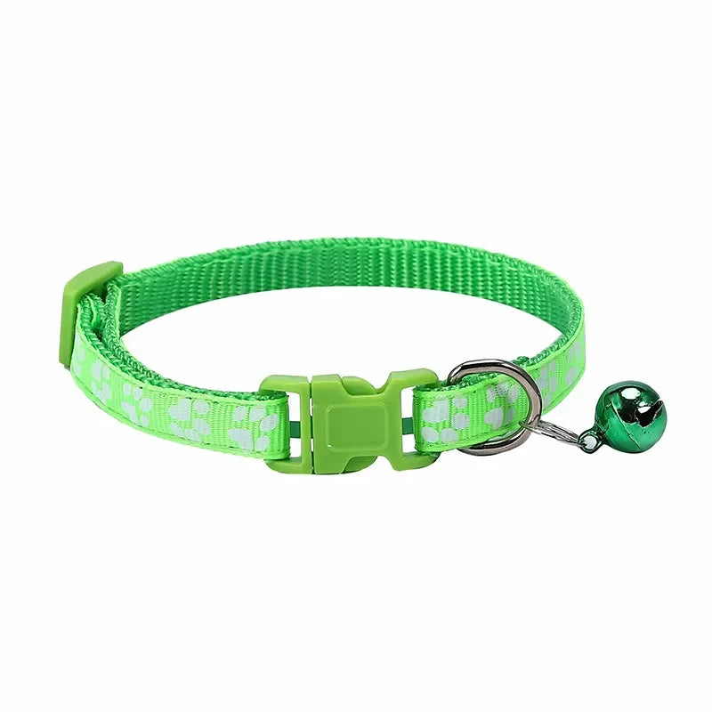 Pet Collar With Bell Cartoon Footprint Colorful Dog Puppy Kitten Adjustable Safety Ring Necklace Accessories קולר לכלבים קטנים