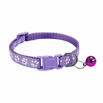 Pet Collar With Bell Cartoon Footprint Colorful Dog Puppy Kitten Adjustable Safety Ring Necklace Accessories קולר לכלבים קטנים