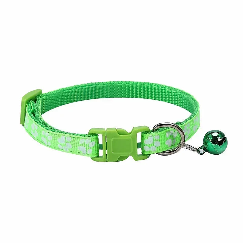 Pet Collar With Bell Cartoon Footprint Colorful Dog Puppy Kitten Adjustable Safety Ring Necklace Accessories קולר לכלבים קטנים