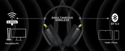 BINNUNE BW06 2.4GHz Bluetooth Gaming Headset with Mic for PS5 PS4 PC Mac Playstation Wireless Gaming headphone with Microphone