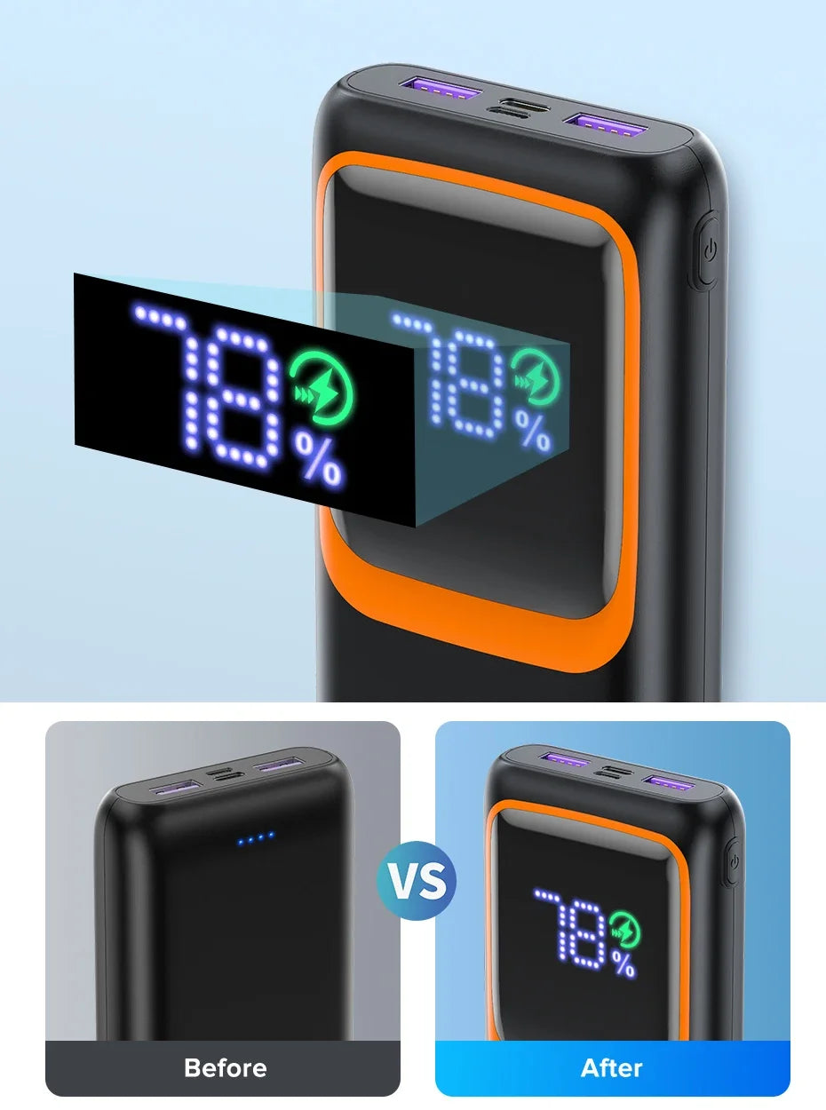 QOOVI 20000mAh Power Bank External Large Battery Capacity PD 22.5W Fast Charging Portable Charger For Samsung iPhone Xiaomi