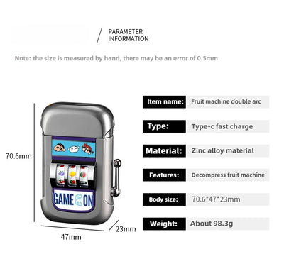 2025 Dual Arc Plasma Lighter with Fruit Pattern, USB-C Rechargeable Windproof for Cigar Outdoor & Creative Adult Gifts