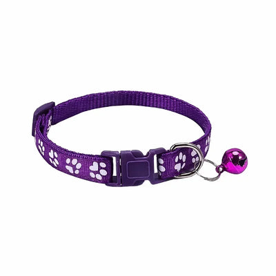 Pet Collar With Bell Cartoon Footprint Colorful Dog Puppy Kitten Adjustable Safety Ring Necklace Accessories קולר לכלבים קטנים