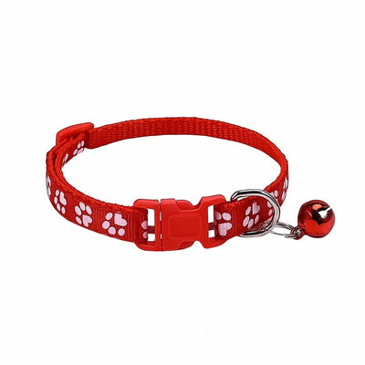 Pet Collar With Bell Cartoon Footprint Colorful Dog Puppy Kitten Adjustable Safety Ring Necklace Accessories קולר לכלבים קטנים