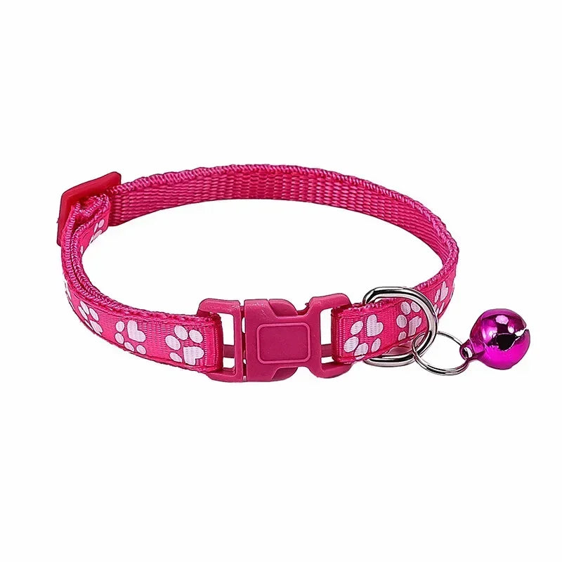 Pet Collar With Bell Cartoon Footprint Colorful Dog Puppy Kitten Adjustable Safety Ring Necklace Accessories קולר לכלבים קטנים