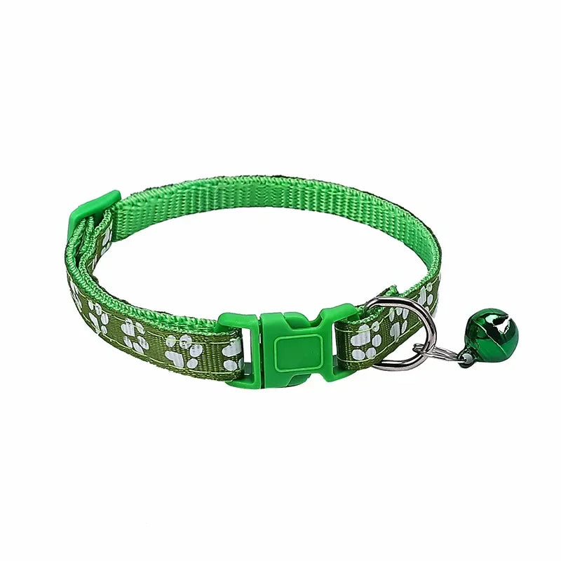 Pet Collar With Bell Cartoon Footprint Colorful Dog Puppy Kitten Adjustable Safety Ring Necklace Accessories קולר לכלבים קטנים