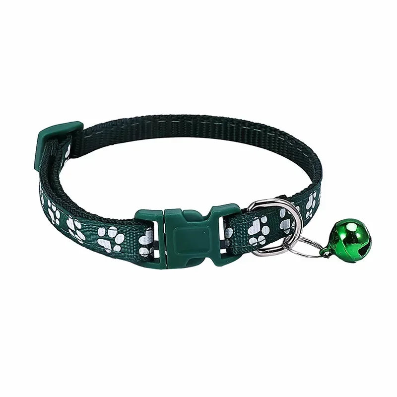 Pet Collar With Bell Cartoon Footprint Colorful Dog Puppy Kitten Adjustable Safety Ring Necklace Accessories קולר לכלבים קטנים