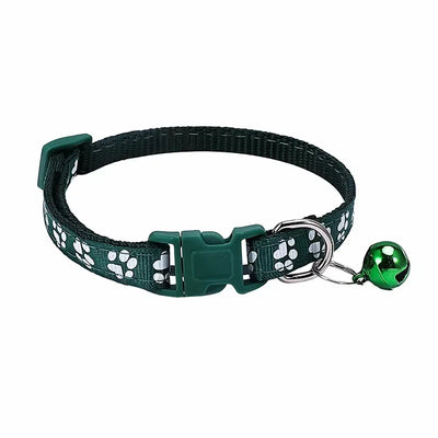 Pet Collar With Bell Cartoon Footprint Colorful Dog Puppy Kitten Adjustable Safety Ring Necklace Accessories קולר לכלבים קטנים
