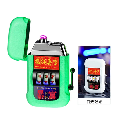 2025 Dual Arc Plasma Lighter with Fruit Pattern, USB-C Rechargeable Windproof for Cigar Outdoor & Creative Adult Gifts