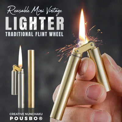 2025 New Creative Unusual Copper Kerosene Lighter Nunchaku Retro Grinding Wheel Lighter Foldable Portable Men's Exquisite Gift