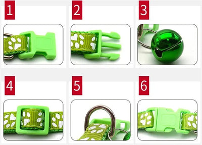 Pet Collar With Bell Cartoon Footprint Colorful Dog Puppy Kitten Adjustable Safety Ring Necklace Accessories קולר לכלבים קטנים