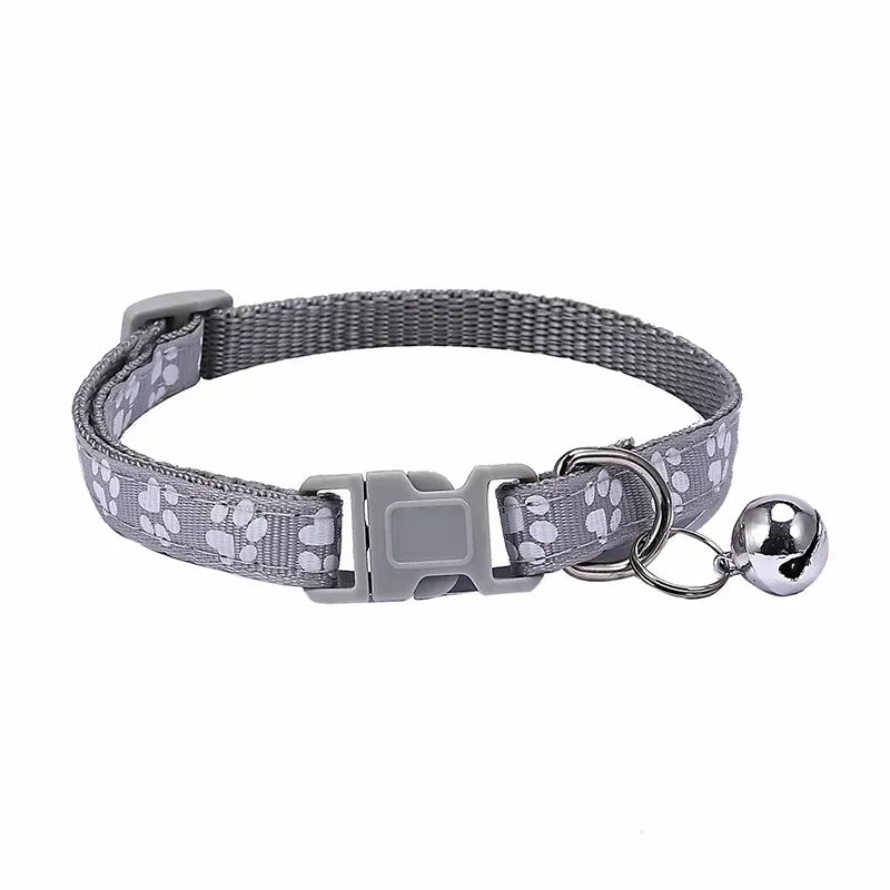 Pet Collar With Bell Cartoon Footprint Colorful Dog Puppy Kitten Adjustable Safety Ring Necklace Accessories קולר לכלבים קטנים
