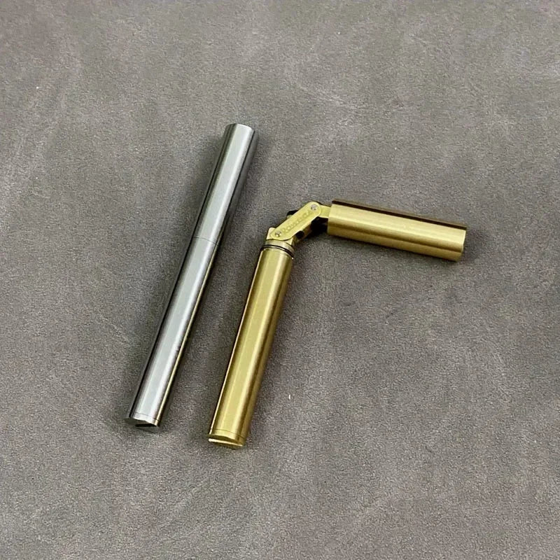 2025 New Creative Unusual Copper Kerosene Lighter Nunchaku Retro Grinding Wheel Lighter Foldable Portable Men's Exquisite Gift
