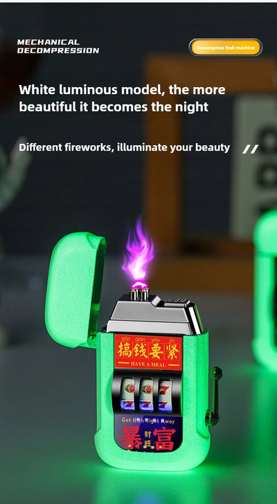 2025 Dual Arc Plasma Lighter with Fruit Pattern, USB-C Rechargeable Windproof for Cigar Outdoor & Creative Adult Gifts