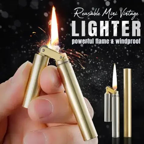 2025 New Creative Unusual Copper Kerosene Lighter Nunchaku Retro Grinding Wheel Lighter Foldable Portable Men's Exquisite Gift
