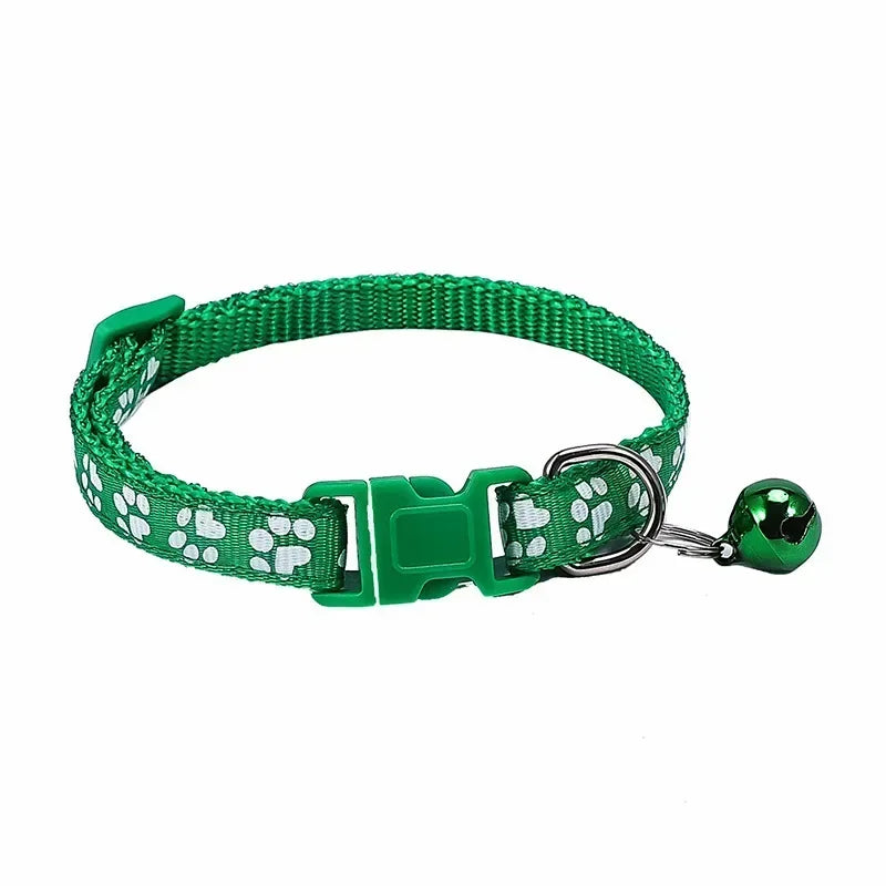 Pet Collar With Bell Cartoon Footprint Colorful Dog Puppy Kitten Adjustable Safety Ring Necklace Accessories קולר לכלבים קטנים