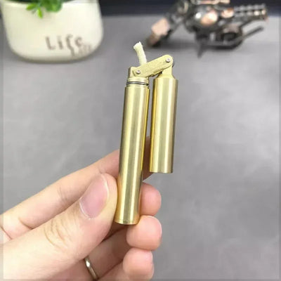 2025 New Creative Unusual Copper Kerosene Lighter Nunchaku Retro Grinding Wheel Lighter Foldable Portable Men's Exquisite Gift