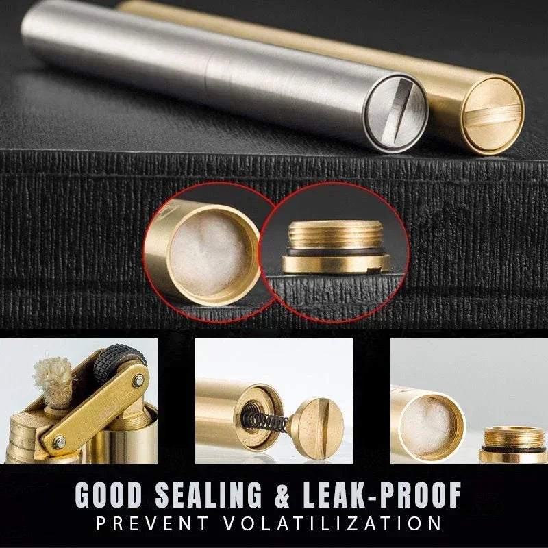 2025 New Creative Unusual Copper Kerosene Lighter Nunchaku Retro Grinding Wheel Lighter Foldable Portable Men's Exquisite Gift