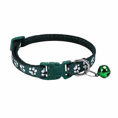 Pet Collar With Bell Cartoon Footprint Colorful Dog Puppy Kitten Adjustable Safety Ring Necklace Accessories קולר לכלבים קטנים