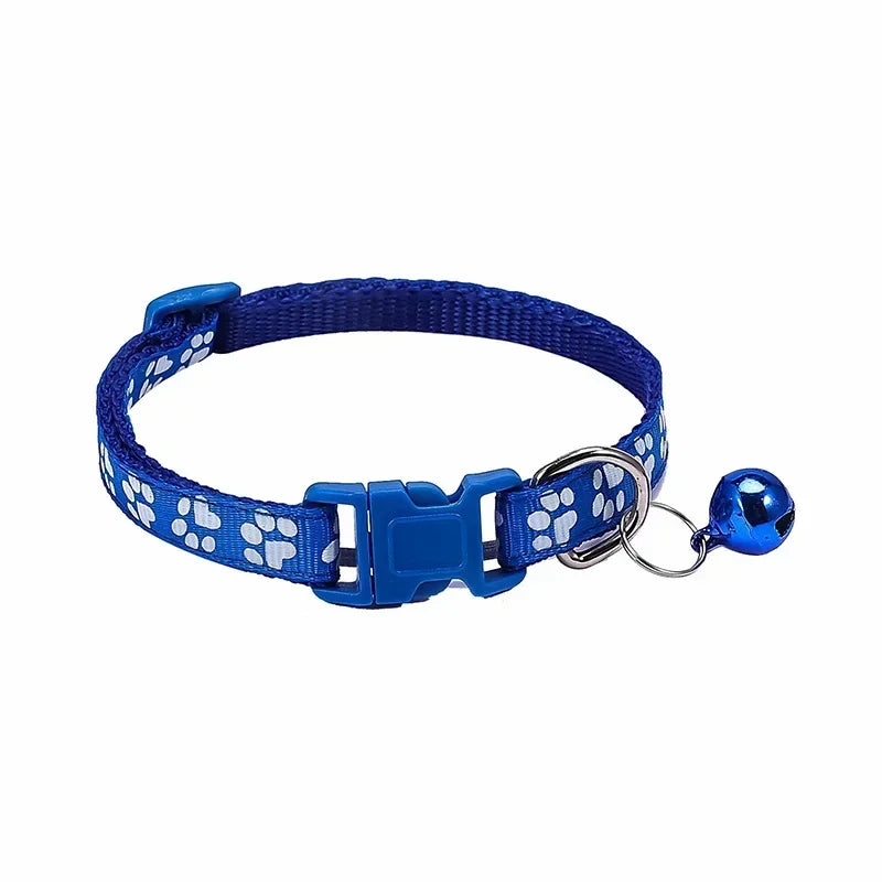 Pet Collar With Bell Cartoon Footprint Colorful Dog Puppy Kitten Adjustable Safety Ring Necklace Accessories קולר לכלבים קטנים