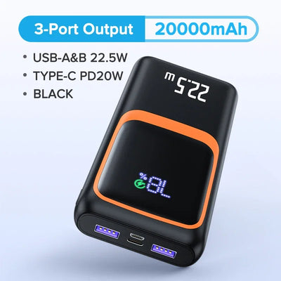 QOOVI 20000mAh Power Bank External Large Battery Capacity PD 22.5W Fast Charging Portable Charger For Samsung iPhone Xiaomi