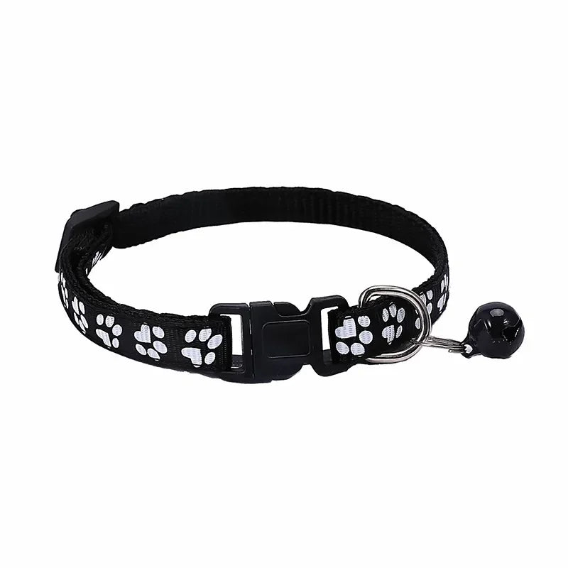 Pet Collar With Bell Cartoon Footprint Colorful Dog Puppy Kitten Adjustable Safety Ring Necklace Accessories קולר לכלבים קטנים