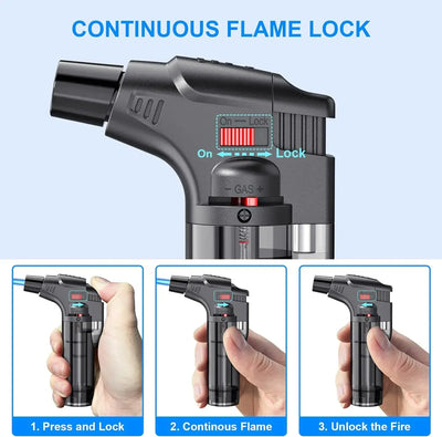 4-pack torch lighters, windproof lighters, butane gas lighters, smoke accessories, outdoor grilling tools kitchen tools 2025 New
